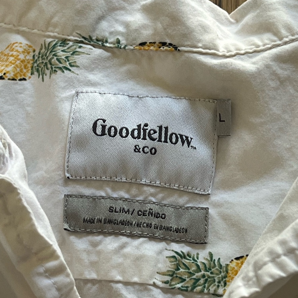 Goodfellow Men’s Pineapple White Button Shirt - image 3
